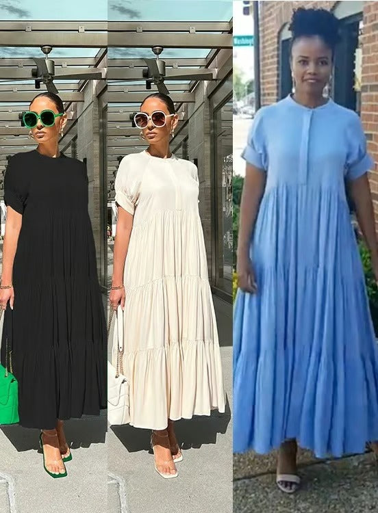 BreezeLuxe – Summer Tiered Midi Dress