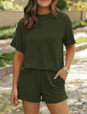 RibbedEase – Casual Knit Pocket Shorts Set