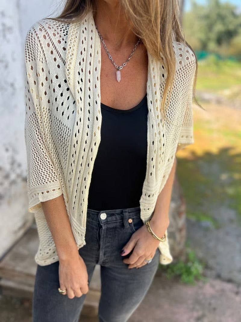 BreezeLoom – Lightweight Hollow Knit Cardigan