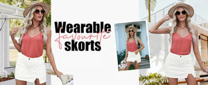 SlitChic – High-Waisted Denim Skort with Stretch