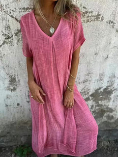 BreezaWear – Natural Fabric Midi Dress