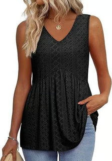 BellaFlair | Elegant V-Neck Babydoll Tank Top