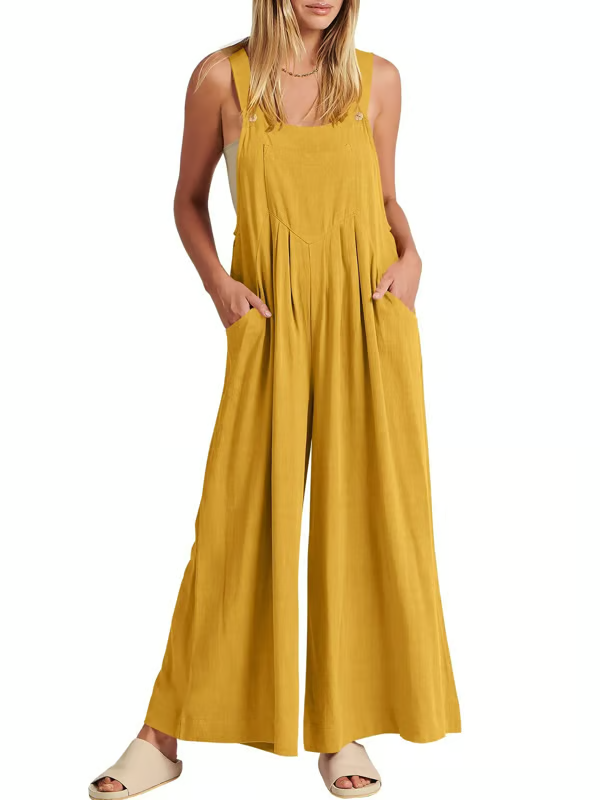 FlowEase – Sleeveless Wide Leg Pocket Jumpsuit