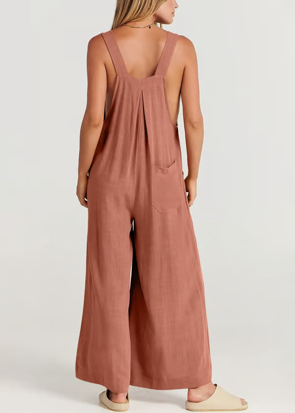FlowEase – Sleeveless Wide Leg Pocket Jumpsuit