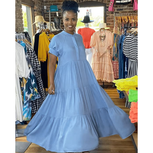 BreezeLuxe – Summer Tiered Midi Dress