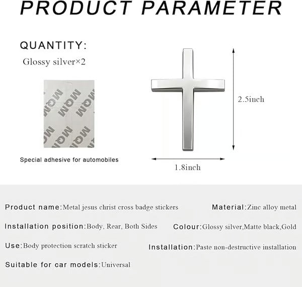 FaithMark – Metal Jesus Cross Emblem Stickers