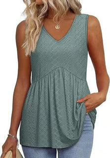 BellaFlair | Elegant V-Neck Babydoll Tank Top