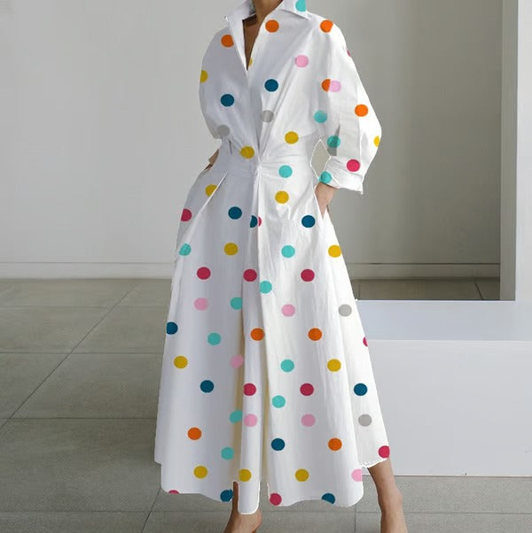 LuxeLapel – Elegant Wrap Shirt Dress