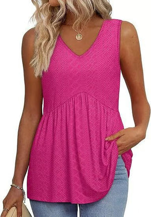 BellaFlair | Elegant V-Neck Babydoll Tank Top