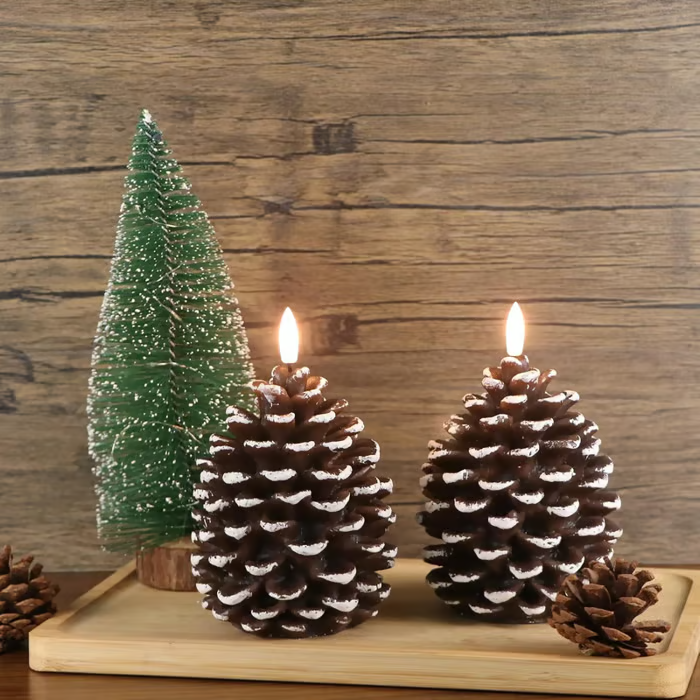 GlowCone – Flameless Pinecone Candle Set