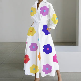 LuxeLapel – Elegant Wrap Shirt Dress