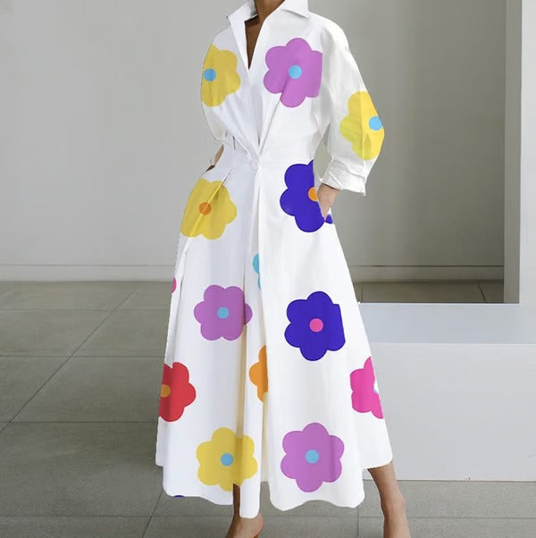 LuxeLapel – Elegant Wrap Shirt Dress