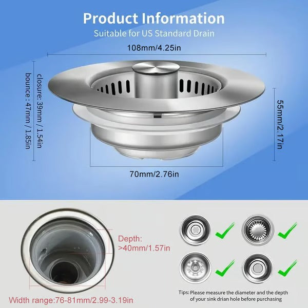 DrainMate – 3 in 1 Kitchen Sink Strainer Tool