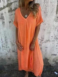 BreezaWear – Natural Fabric Midi Dress
