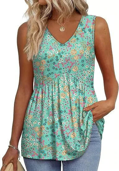 BellaFlair | Elegant V-Neck Babydoll Tank Top