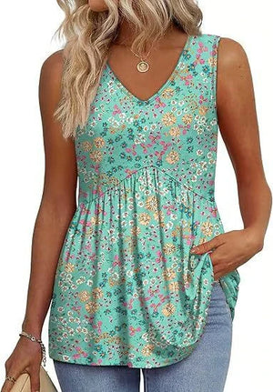 BellaFlair | Elegant V-Neck Babydoll Tank Top
