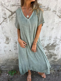 BreezaWear – Natural Fabric Midi Dress