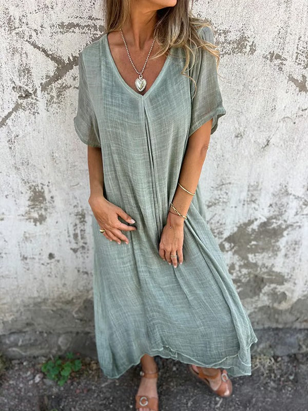 BreezaWear – Natural Fabric Midi Dress