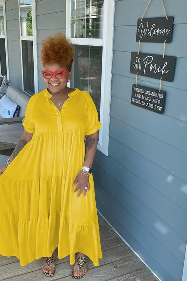 BreezeLuxe – Summer Tiered Midi Dress