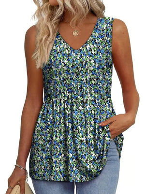 BellaFlair | Elegant V-Neck Babydoll Tank Top