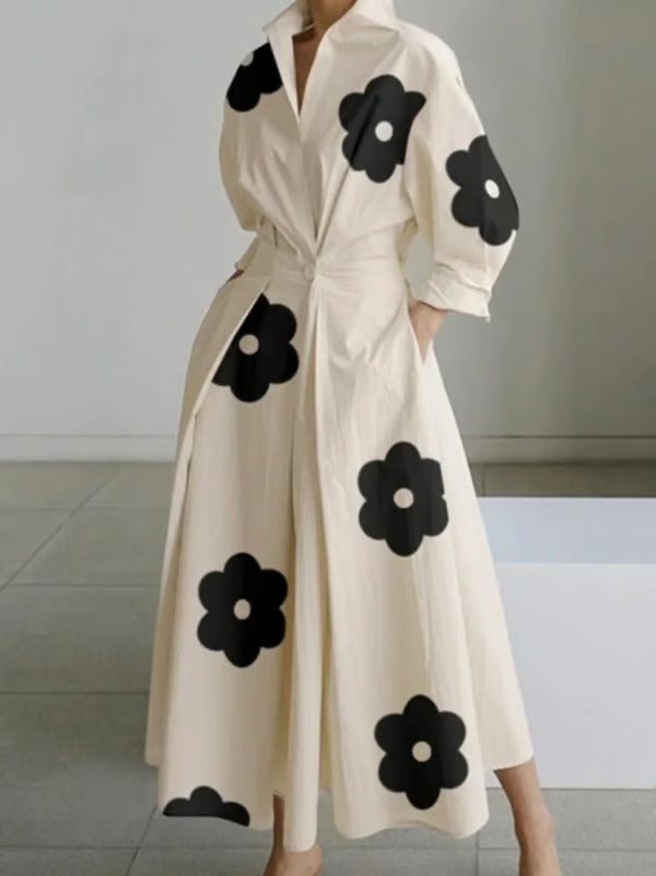 LuxeLapel – Elegant Wrap Shirt Dress