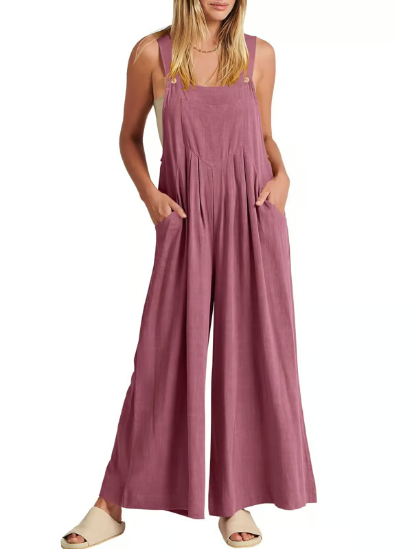 FlowEase – Sleeveless Wide Leg Pocket Jumpsuit