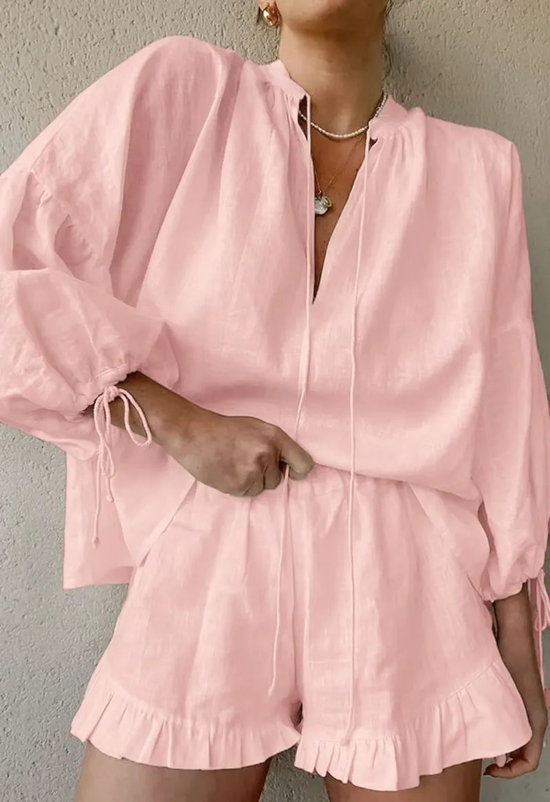 BreezyBloom – Lantern Sleeve Lounge Set