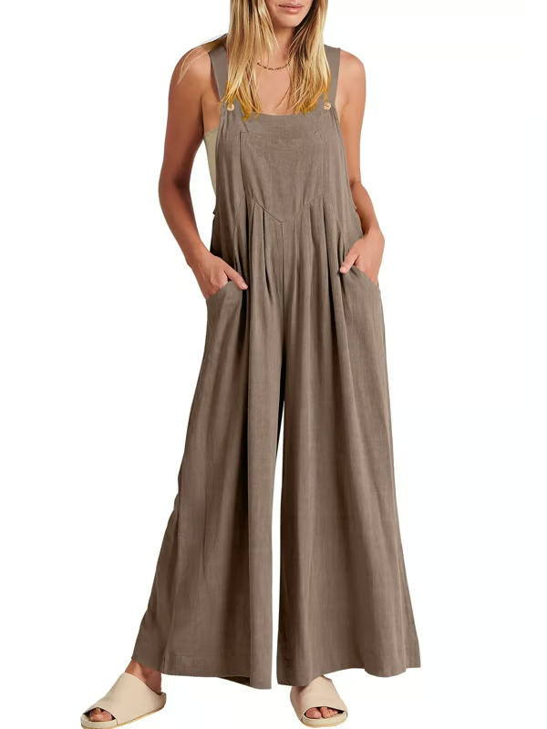 FlowEase – Sleeveless Wide Leg Pocket Jumpsuit