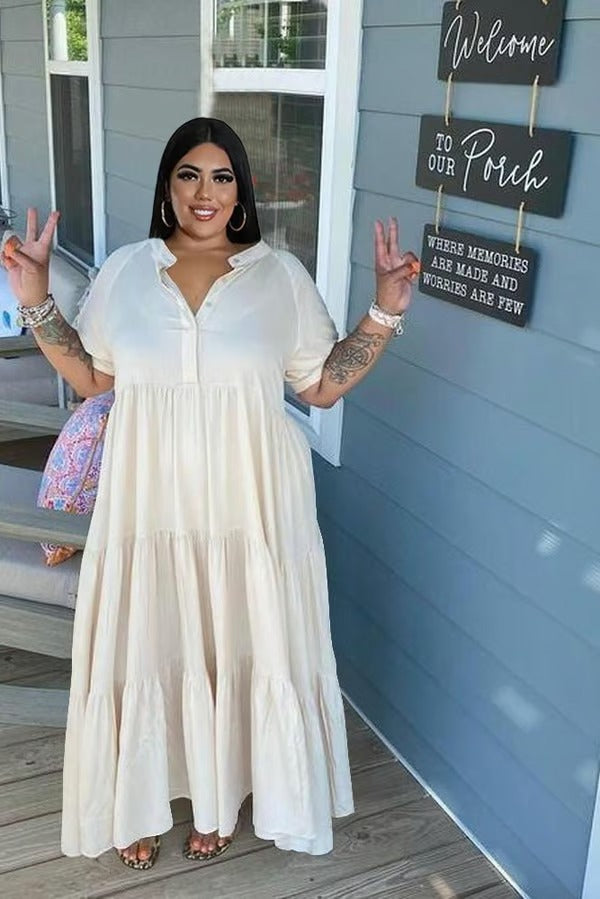 BreezeLuxe – Summer Tiered Midi Dress