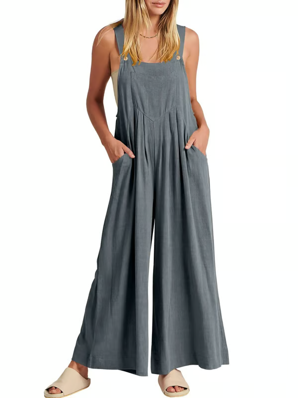 FlowEase – Sleeveless Wide Leg Pocket Jumpsuit
