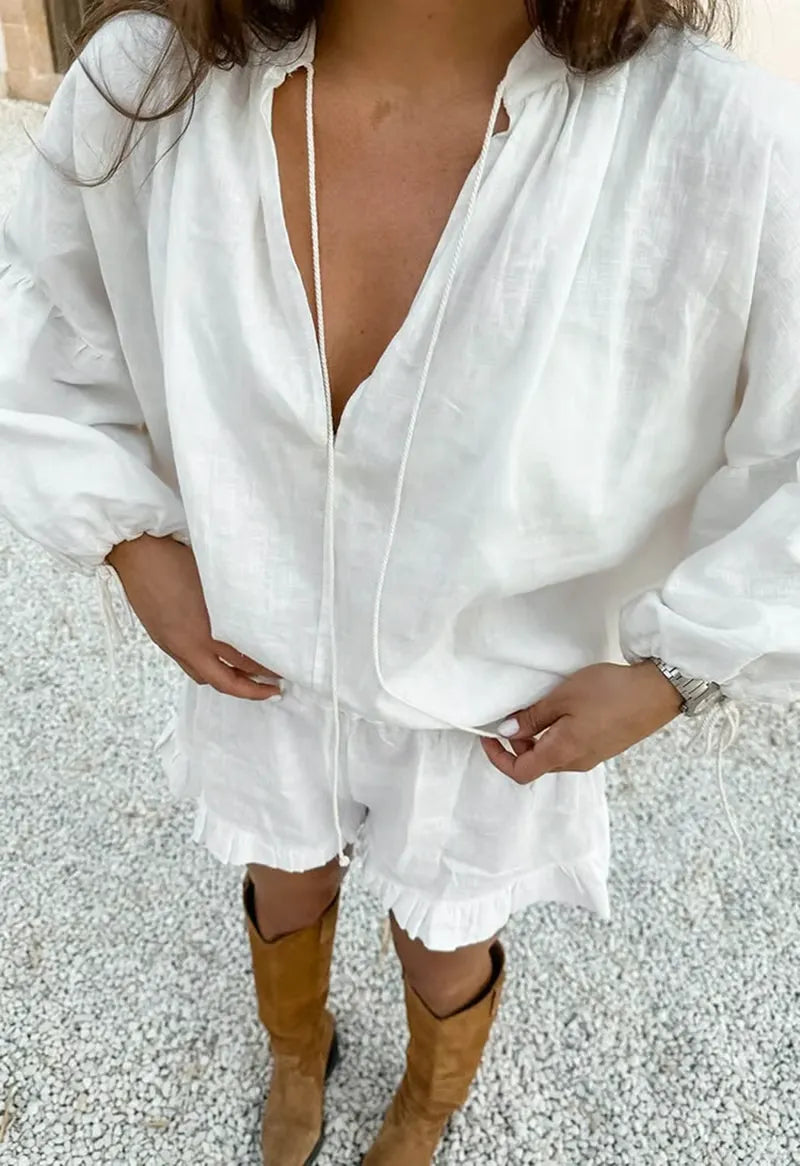 BreezyBloom – Lantern Sleeve Lounge Set