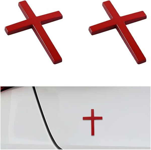 FaithMark – Metal Jesus Cross Emblem Stickers