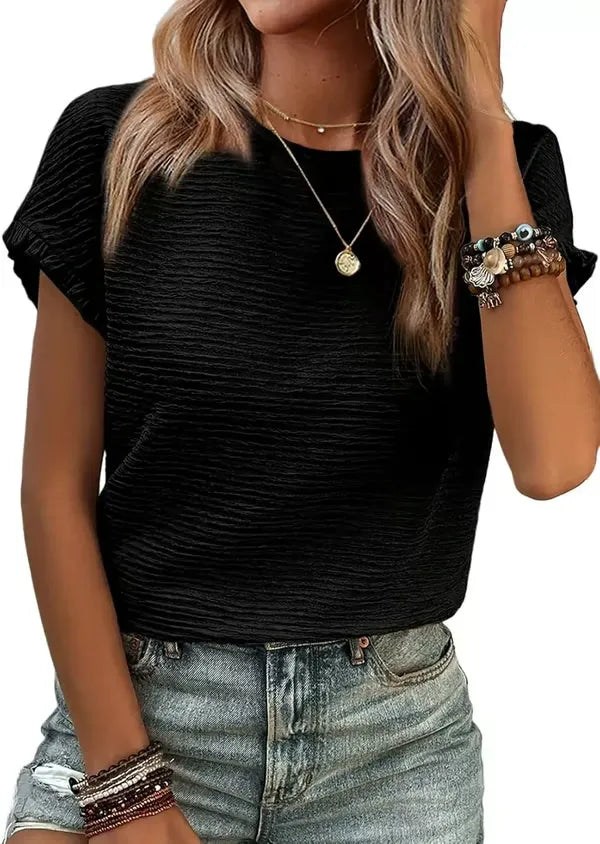 RuffleEase – Textured Summer Blouse