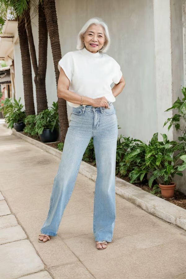CurveEase – Plus Size Tummy Control Vintage Jeans