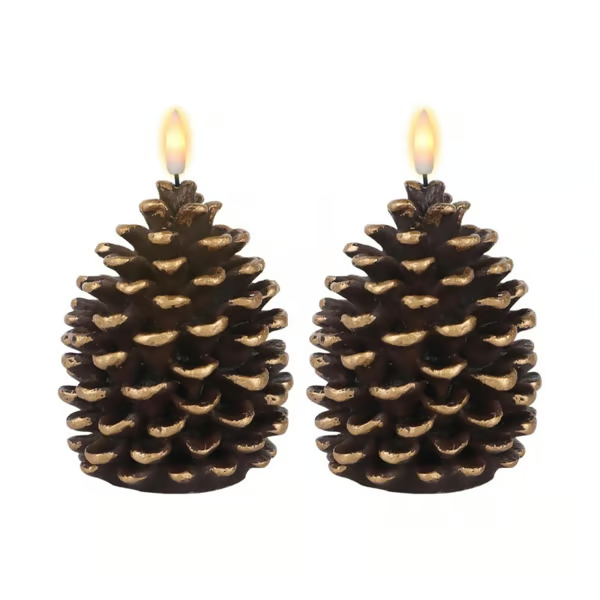 GlowCone – Flameless Pinecone Candle Set