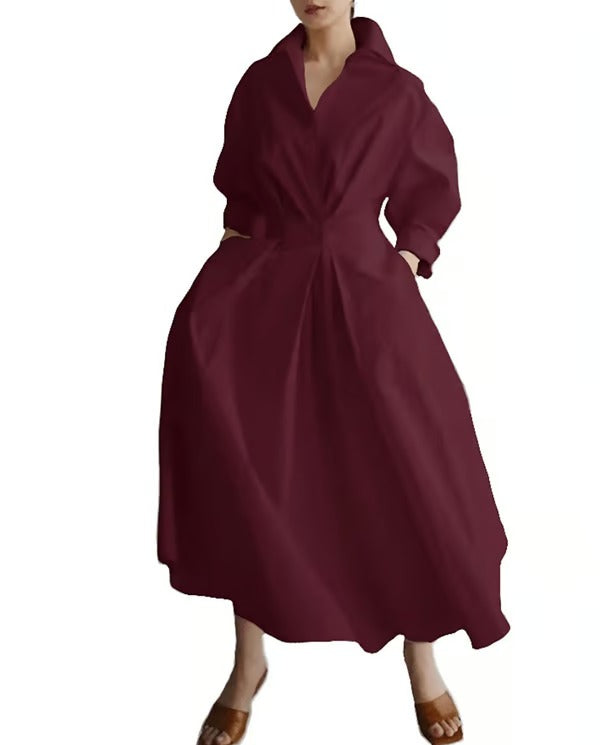 LuxeLapel – Elegant Wrap Shirt Dress