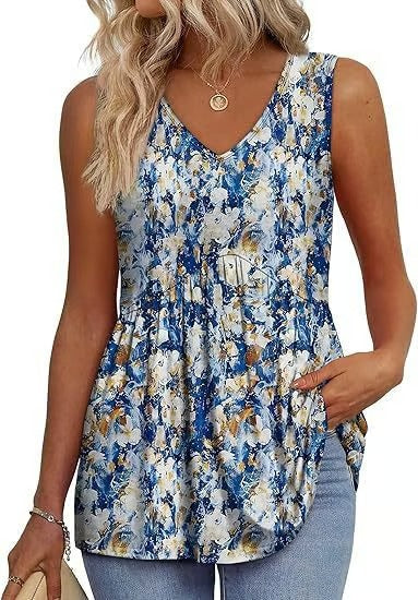 BellaFlair | Elegant V-Neck Babydoll Tank Top