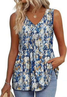 BellaFlair | Elegant V-Neck Babydoll Tank Top