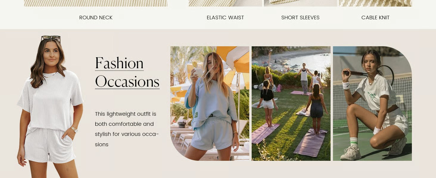 RibbedEase – Casual Knit Pocket Shorts Set