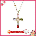Colorful zircon cross necklace 1pc