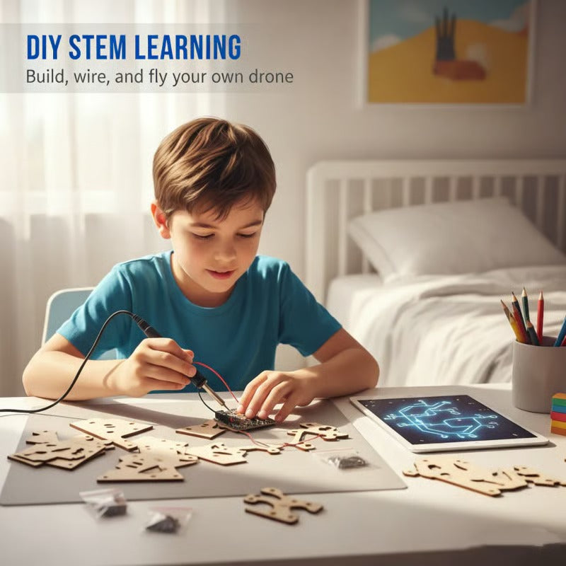 Kids DIY Wooden Drone Building Kit – Build & Fly STEM Remote Control Toy 🚁🪵🧒