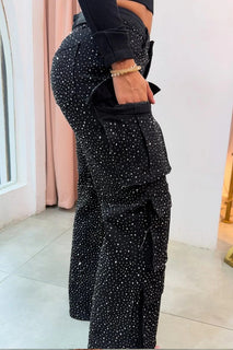 Midnight Shine | Rhinestone Streetwear Jeans