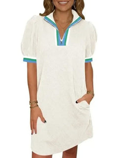 ClassiqueWear – Elegant Half Zip Everyday Tunic Dress