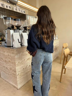 MeteorTrail - Star-Print Straight Denim – Effortless Everyday Style