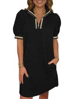 ClassiqueWear – Elegant Half Zip Everyday Tunic Dress