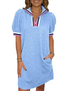 ClassiqueWear – Elegant Half Zip Everyday Tunic Dress