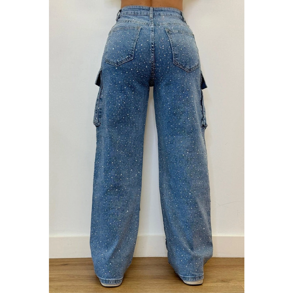 Midnight Shine | Rhinestone Streetwear Jeans