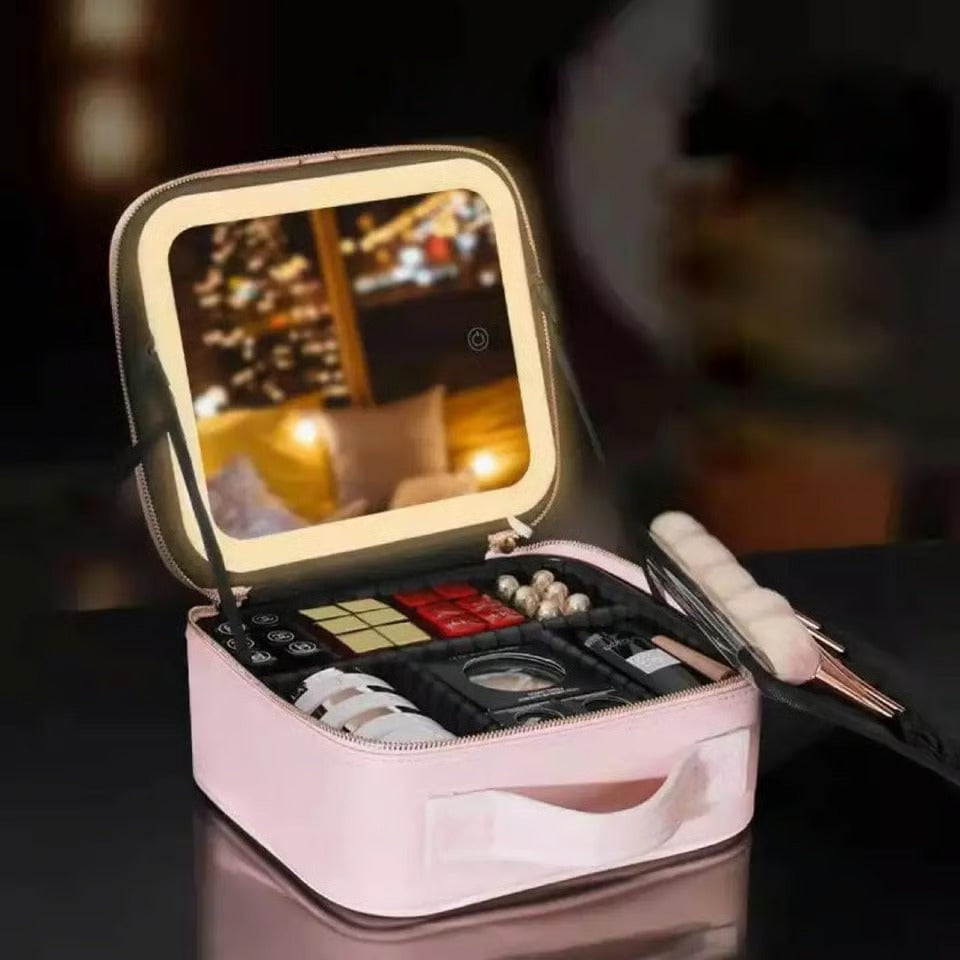 GleamKit | Rechargeable LED Mirror Makeup Bag