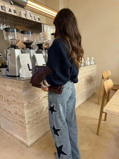 MeteorTrail - Star-Print Straight Denim – Effortless Everyday Style