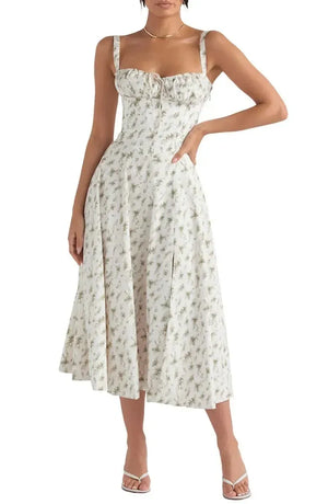 BloomCinch – Sculpted Elegance Floral Dress